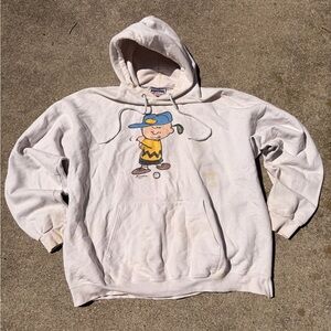 Vintage Schulz Peanuts Charlie Brown Golfing Hoodie Sz XL 27x26